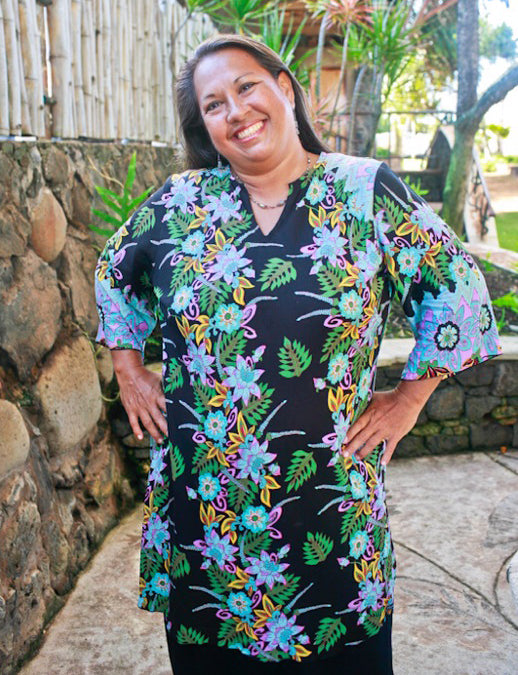 Rainbow Diagonal Flower Tunic Dress