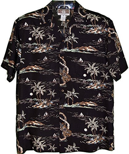 Full Moon Ukulele Island Kalaheo Aloha Shirt — Men's Rayon Shirts — RJC