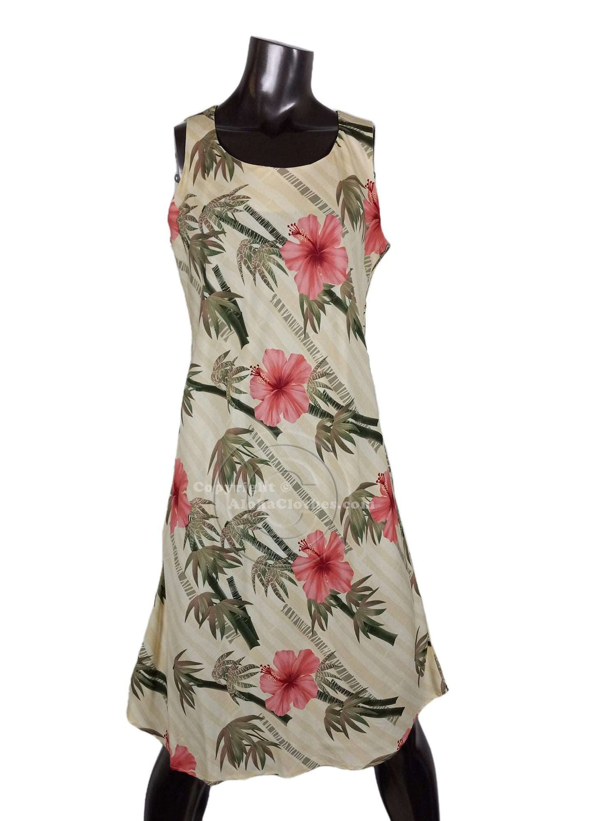 Bamboo Hibiscus Bias Cut Flared Tank — Women's Tank Dresses — Paradise Found (view 5)