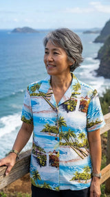 RJC Paradise Island Surf Women's Hawaiian Camp Shirt – Rayon, Made in Hawaii