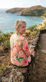 RJC Soft Pink Hibiscus Women's Hawaiian Camp Shirt – Rayon, Made in Hawaii