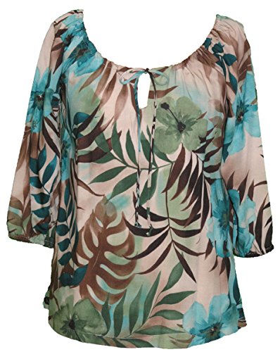 RJC Womens Watercolor Tropic Peasant Blouse