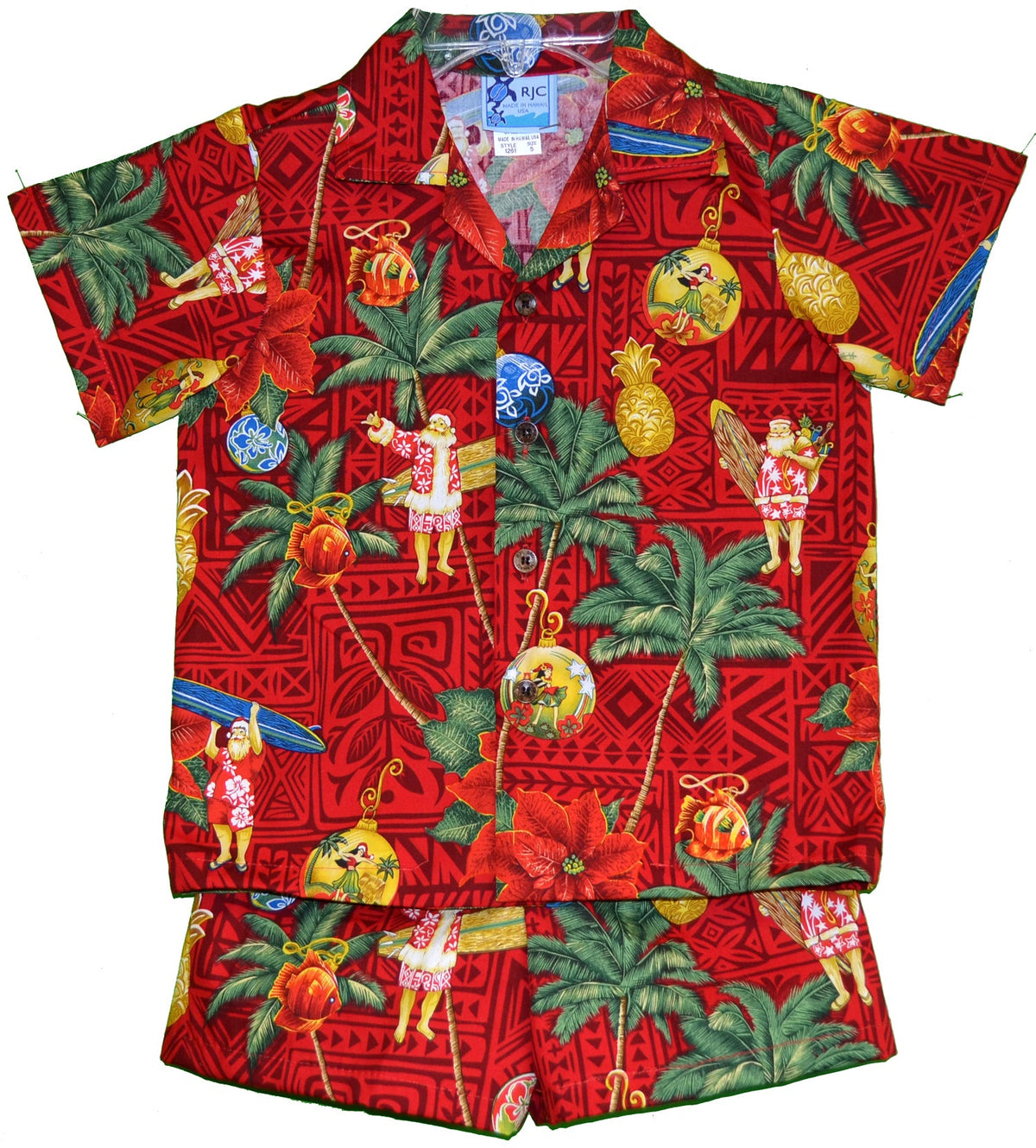 Custom Made - Christmas Tapa Santa Boy's 2pc — Boys Cabana Sets — MauiShirts (view 6)
