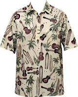 Palm Ukulele Surfboard Men's Pullover Shirt — Men's Cotton Shirts — Go Barefoot (view 4)