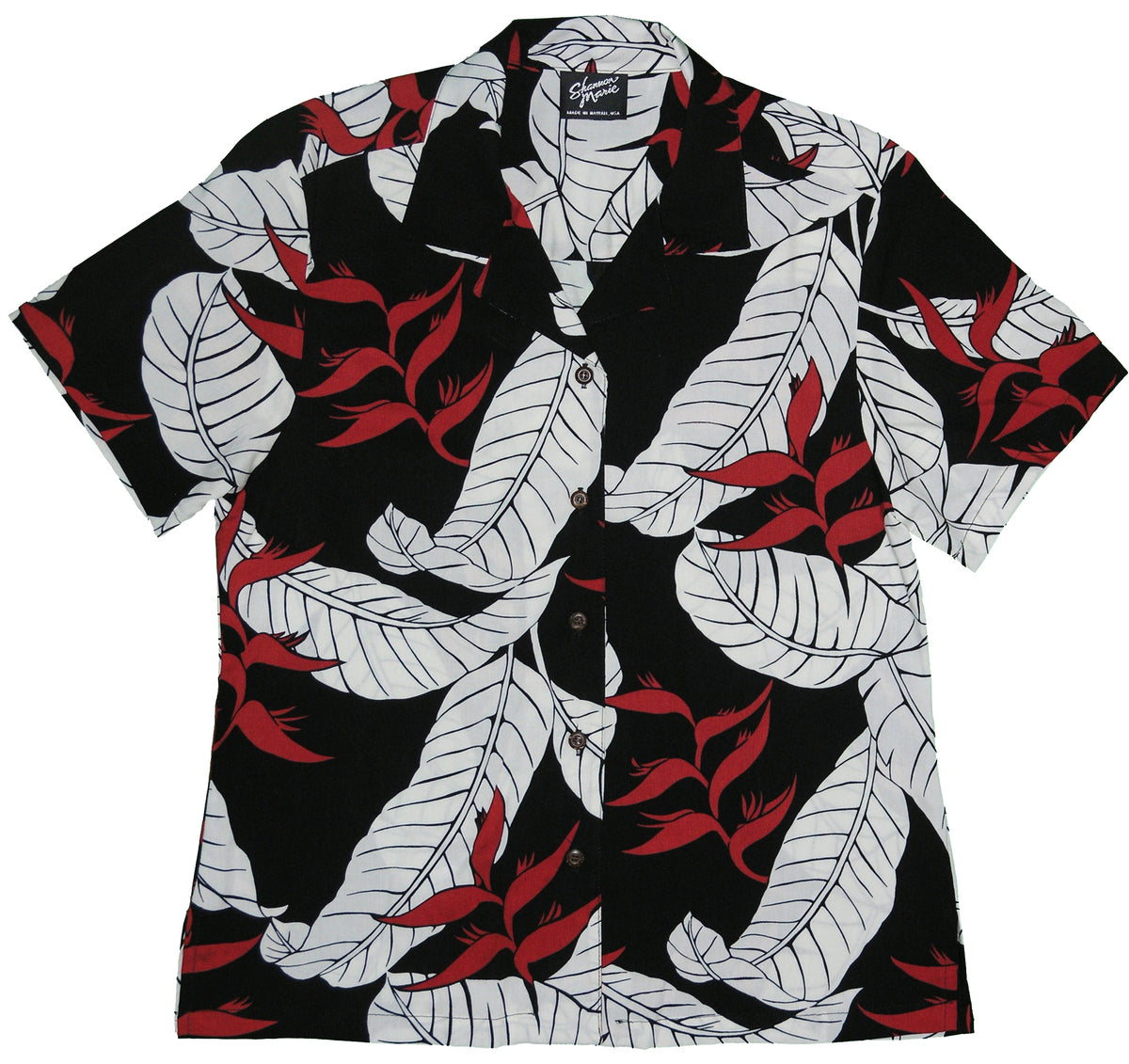 RJC Ginger Heliconia Women's Hawaiian Camp Shirt – Rayon, Made in Hawaii