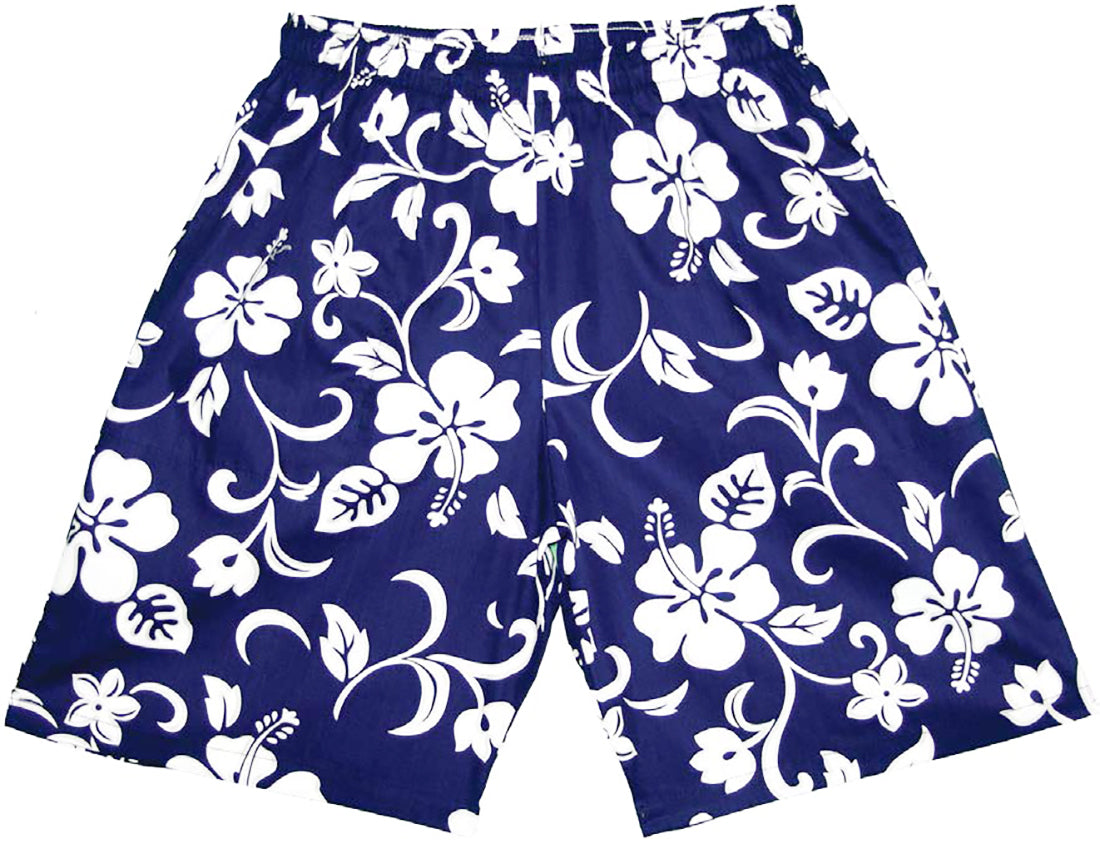 Classic Hibiscus Men's Elastic Waist 3-Pocket Cotton Shorts