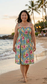 Pineapple Hibiscus Smocked Tube Dress