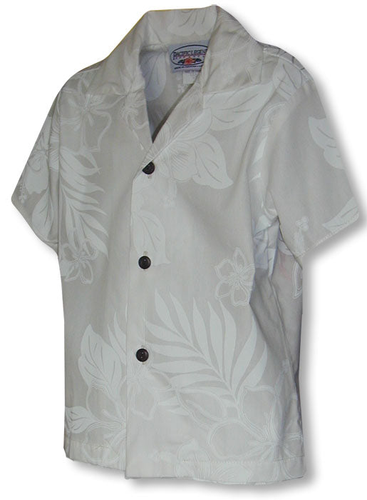 Elegant Tropical White Boy's White Shirt