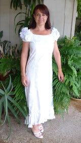 Elegant Tropical White Ruffle Muu Muu
