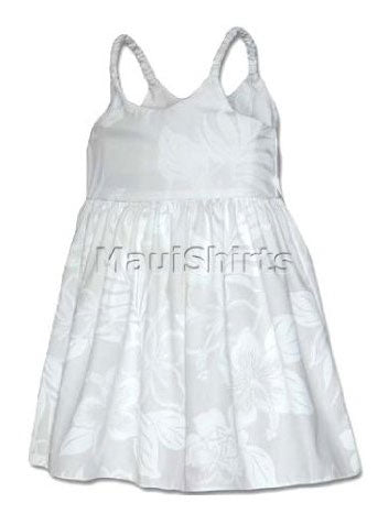 Elegant Tropical White Girl's Bungee Dress