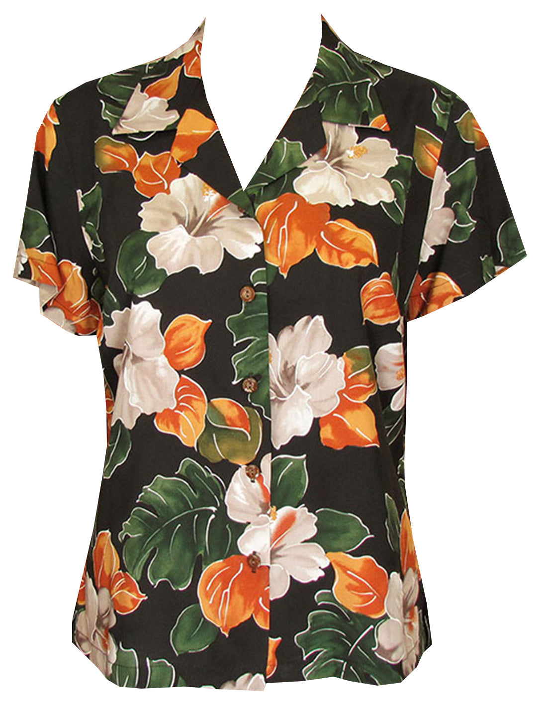 Hibiscus Watercolor Women's Fitted Blouse — Women's Rayon Blouses — RJC (view 4)