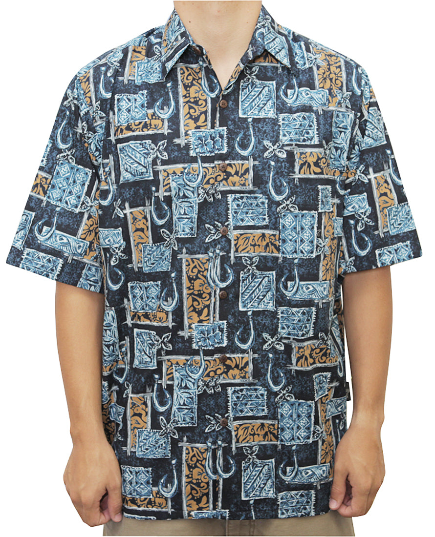Fish Hooks Hawaiian Style Go Barefoot Cotton Aloha Shirt — Men's Cotton Shirts — Go Barefoot (view 4)