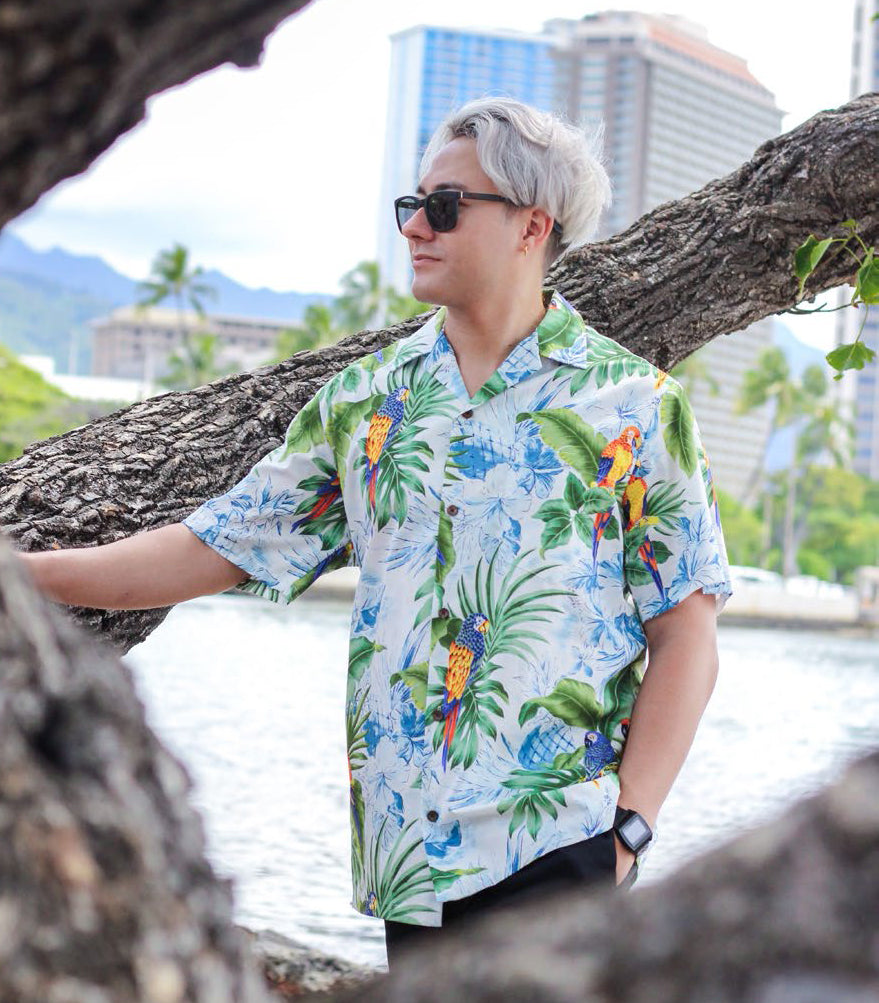Resting Parrot Hawaiian Mens Shirt — Men's Cotton Shirts — RJC