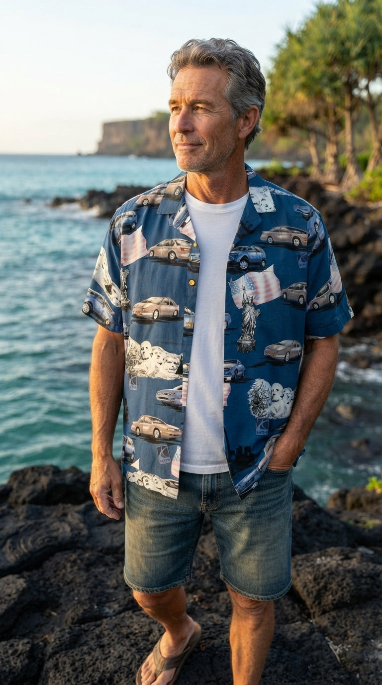 Saturn Men's Paradise Found Hawaiian Aloha Cotton Shirt