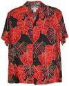 Red Monstera Christmas Leaf Men's Rayon Small Shirt — Men's Rayon Shirts — RJC