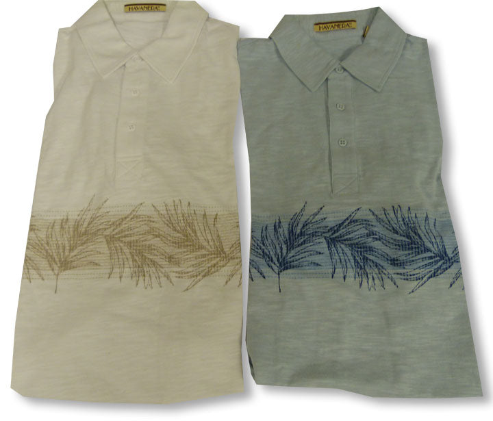 Fern Leaf Cotton Polo Style Shirt