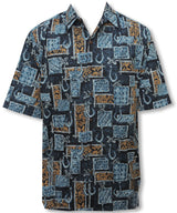 Fish Hooks Hawaiian Style Go Barefoot Cotton Aloha Shirt