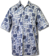 Fish Tapa Reverse Print Pullover Style Cotton Aloha Shirt