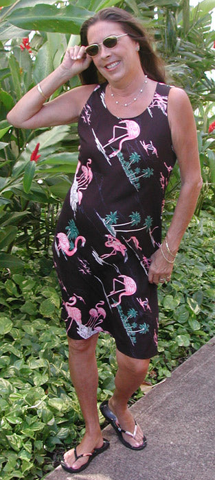 Flamingo Lagoon Women's Short Tank Flared Dress