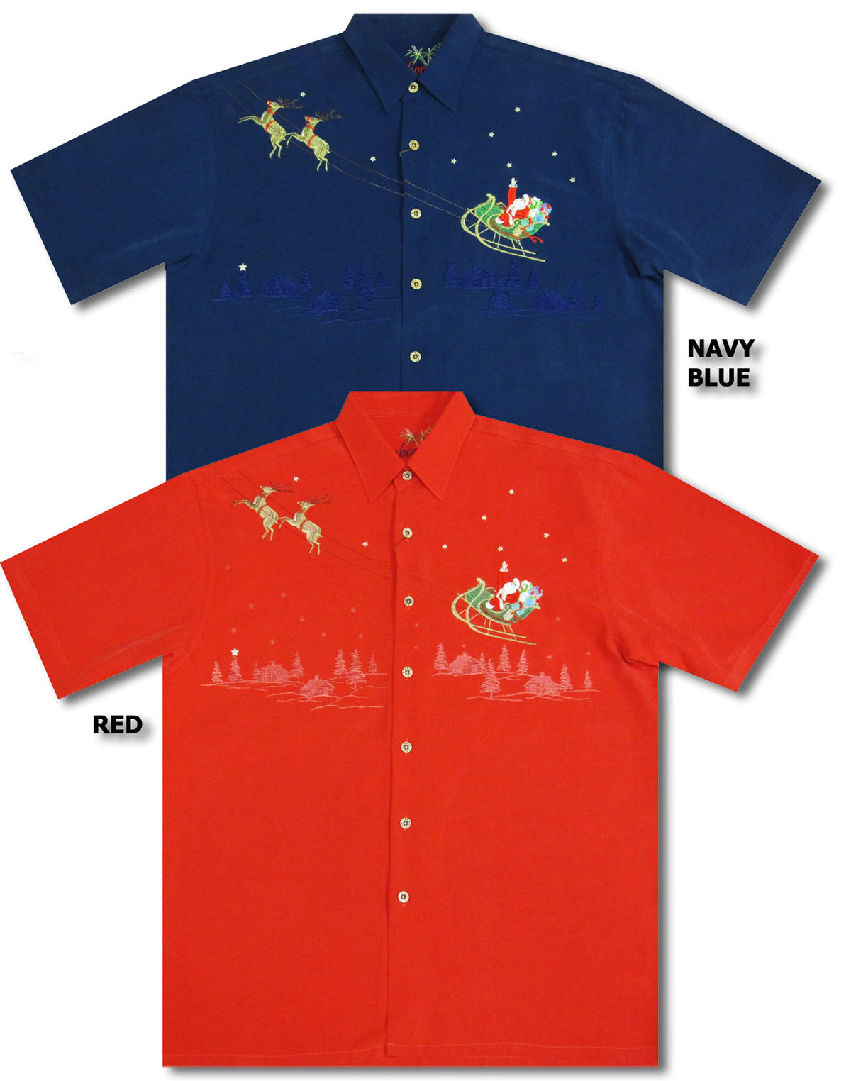 Flying Santa North Pole Men's Embroidered Shirt