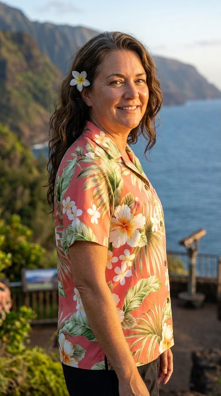 Full Bloom Women's Hawaiian Camp Shirt