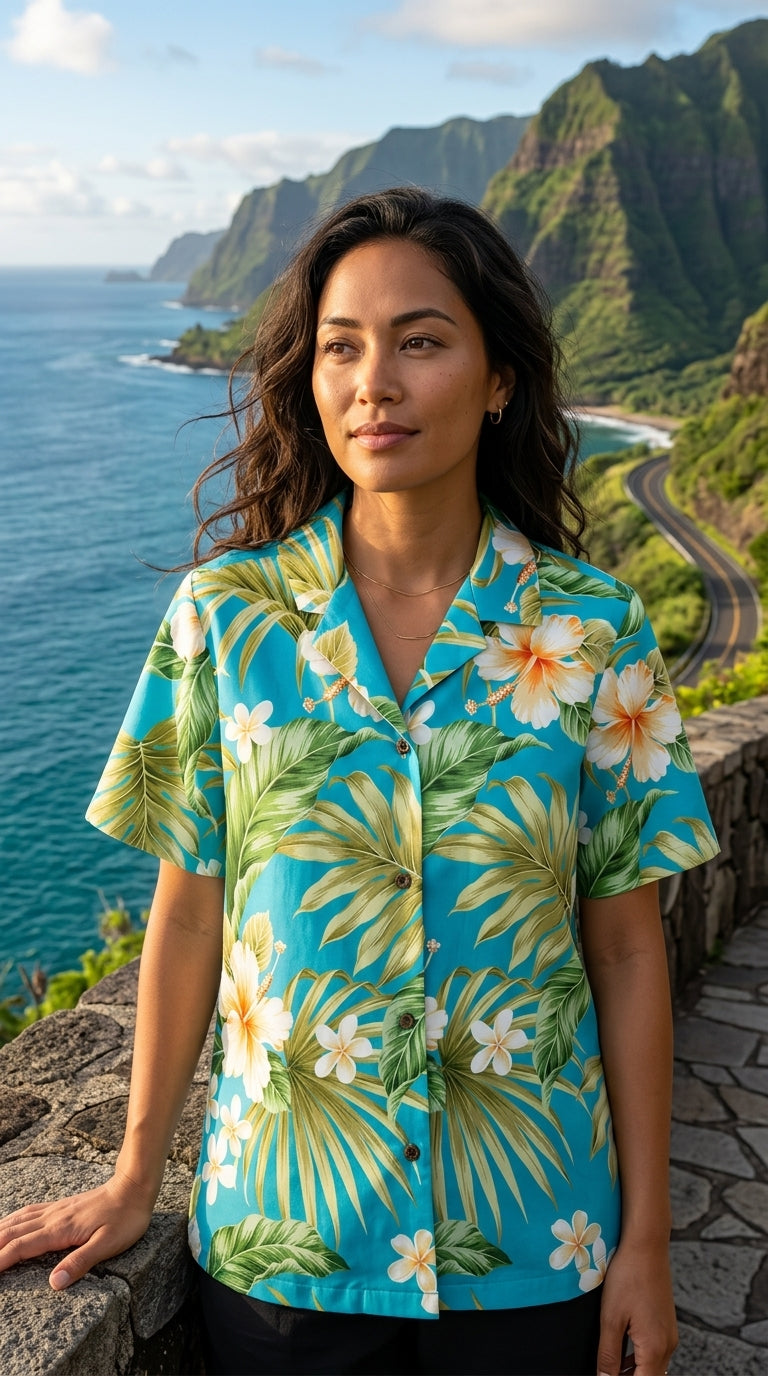 Full Bloom Women's Hawaiian Camp Shirt
