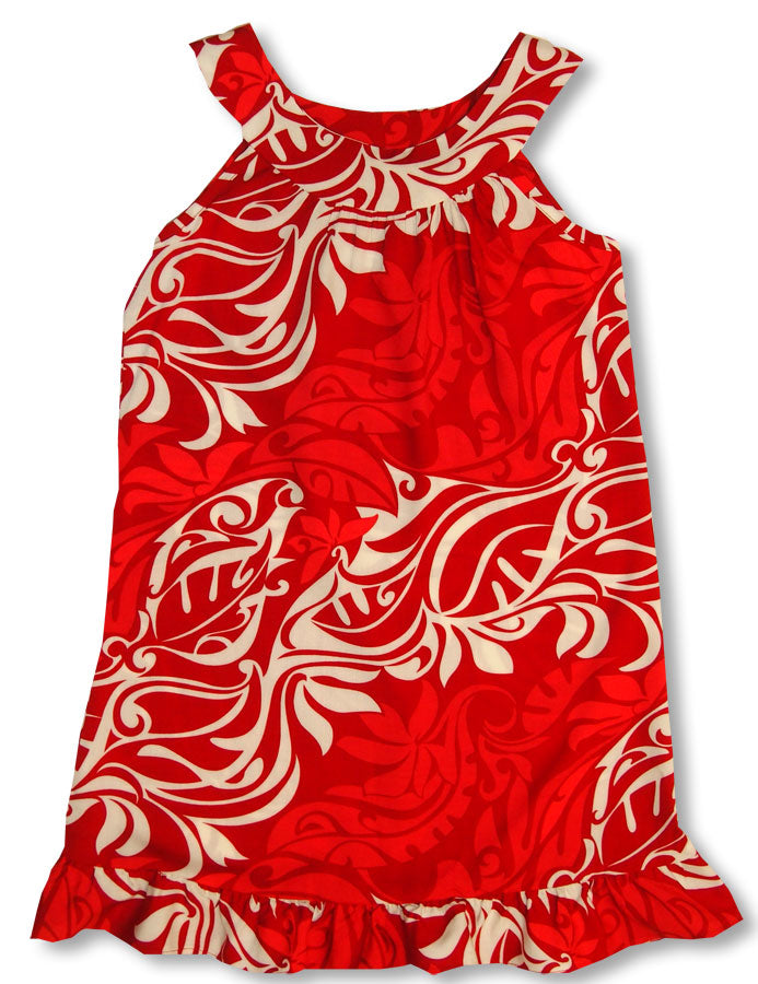 Classic Hawaiian Christmas Girl's Round Yoke Dress