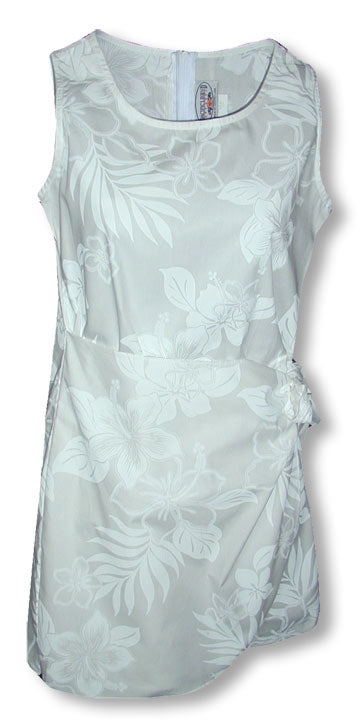 Elegant Tropical White Girl's Mock Wrap Sarong