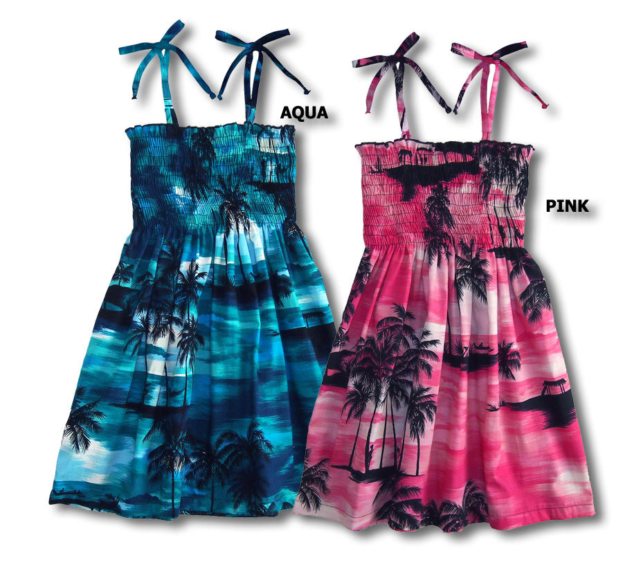 Night Time Surf Girl's Smocked Dress