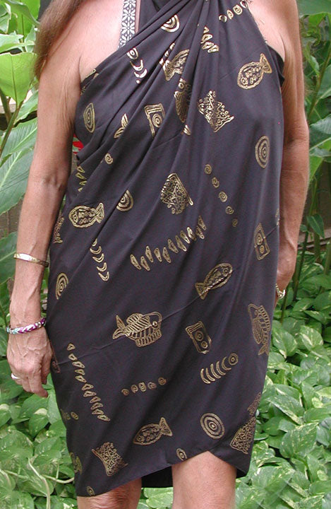 Golden Fish Shells Terivoile Sarong Wrap