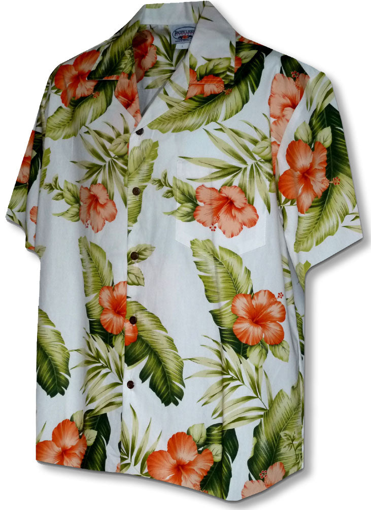 Great Orange Hibiscus Fern Men's Shirt