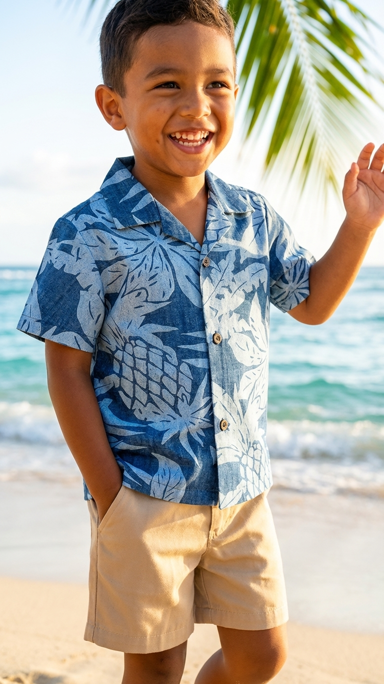 Hala Pineapples Hawaiian Aloha Boys Rayon Shirt