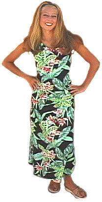 Hawaii Garden Scoop Neck Slit Tank
