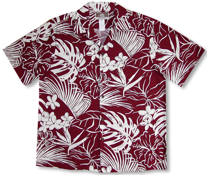 PEACHED COTTON Hawaiian Woodcut Garden Men's