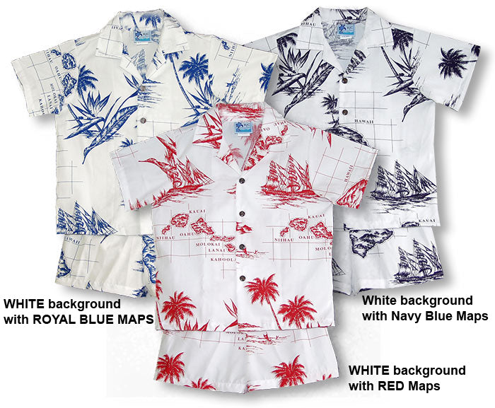 Hawaiian Islands Map Boy's 2pc