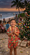 Custom Made - Christmas Tapa Santa Boy's 2pc — Boys Cabana Sets — MauiShirts