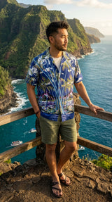 Hawaiian Palm Men's Vintage Rayon Shirt — Men's Rayon Shirts — Pineapple Juice (view 7)