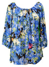 Hibiscus Butterfly Orchid Womens Peasant Blouse