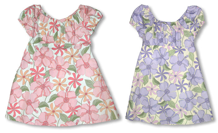 Hibiscus Garden Girl's Peasant Dress
