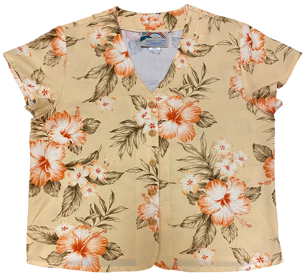 Hibiscus Garden Women's Collarless Blouse