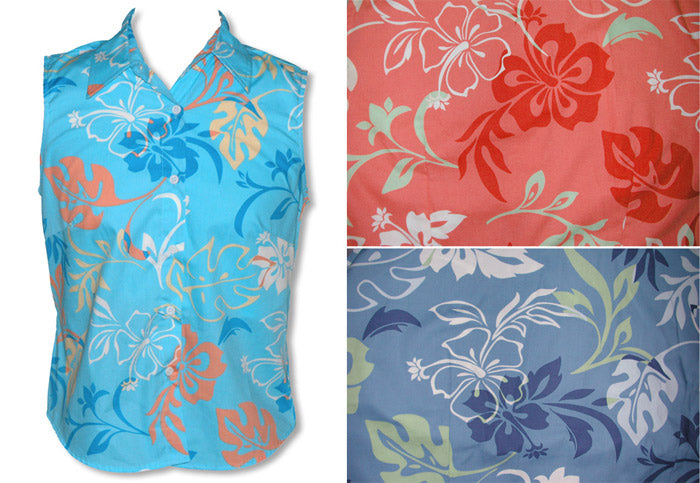 Hibiscus Swirl women's sleeveless cotton