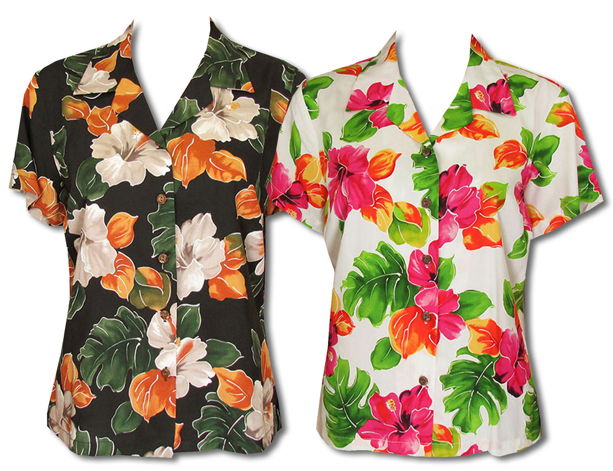 Hibiscus Watercolor Women's Fitted Blouse