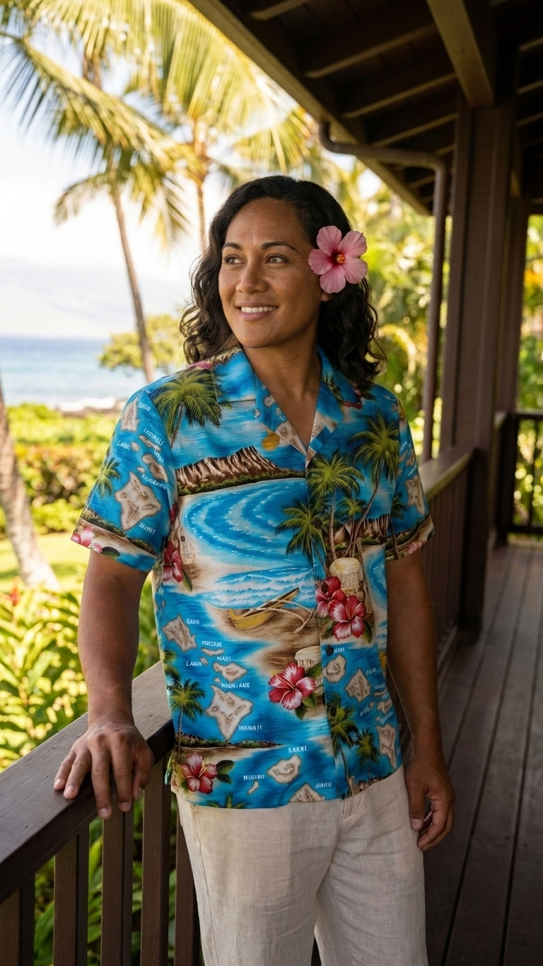 Hibiscus Hawaiian Islands Women's Hawaiian Camp Shirt — Womens Cotton Shirts — RJC