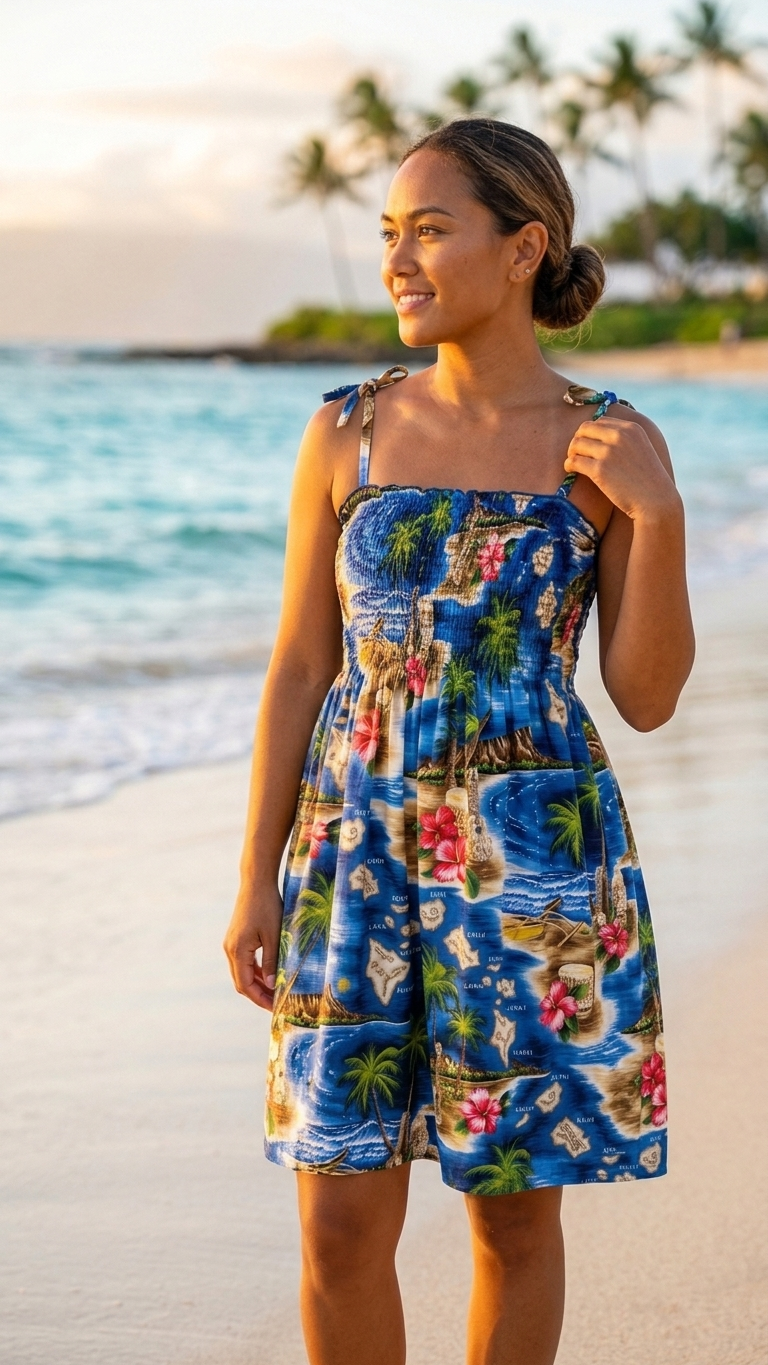 Hibiscus Hawaiian Islands Smocked Dress — Women's Sun Dresses — MauiShirts