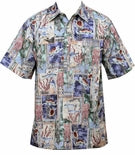Jumbo Hibiscus Fern Men's Cotton Go Barefoot Aloha Shirt