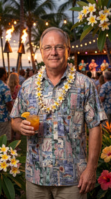 Honu Tapa Go Barefoot Placket Reverse Shirt — Men's Reverse Print Shirts — Go Barefoot (view 6)