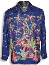 Hula Girl Palm Kamehameha Style Long Sleeve Shirt