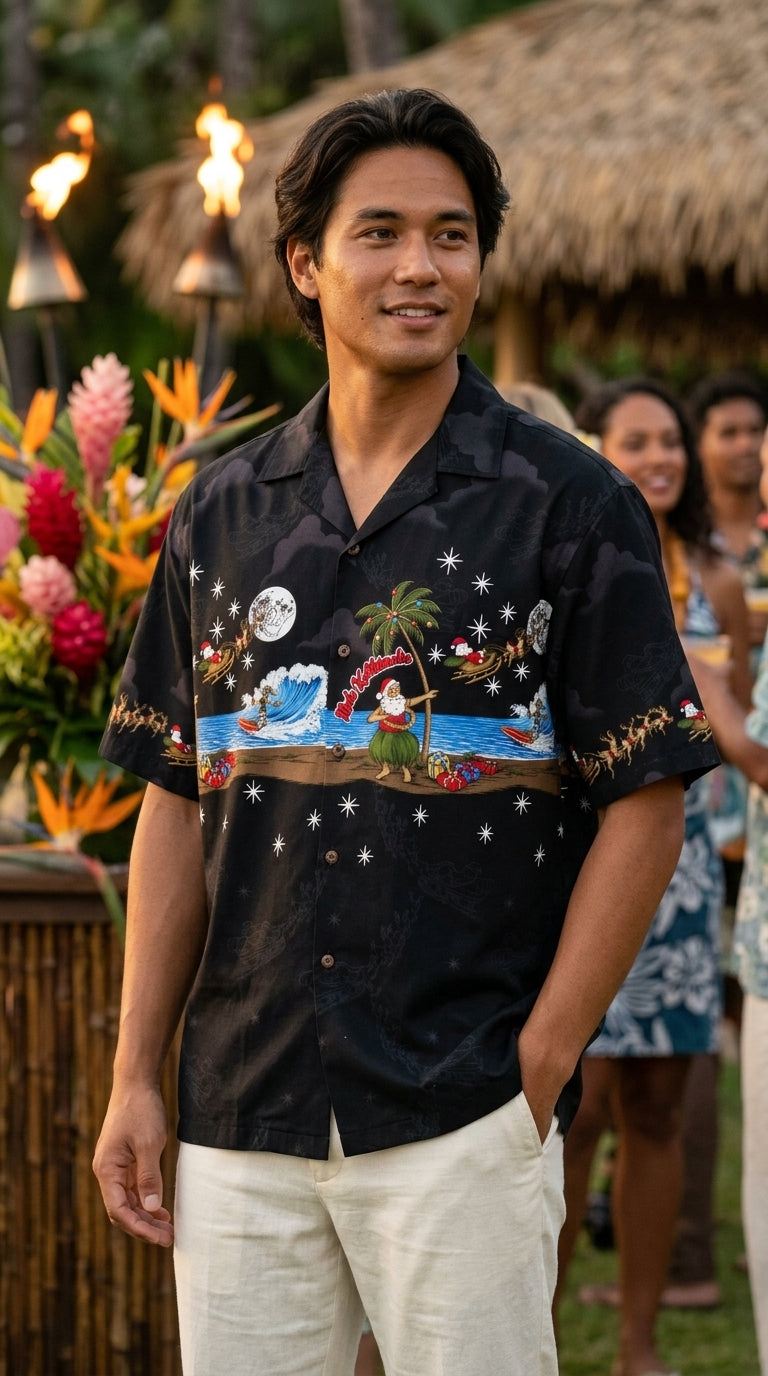 Hula Dancing Santa Christmas Shirt — Men's Cotton Shirts — Pacific Legend