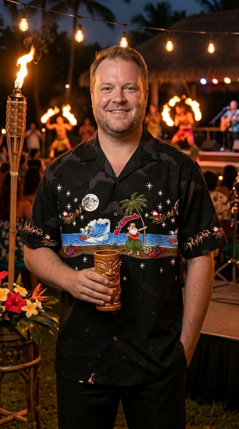 Hula Dancing Santa Christmas Shirt — Men's Cotton Shirts — Pacific Legend