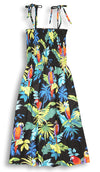 Jungle Parrots Smocked Tube Dress